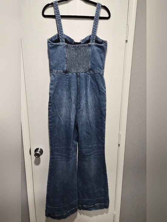 Alice + Olivia Jeans Lovetta Denim Wide Leg Jumpsuit Monterey Blue Size 30 - Picture 9 of 12